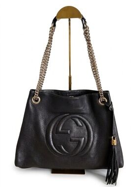 Gucci Soho Chain Hobo Bag - Black Pebbled Leather